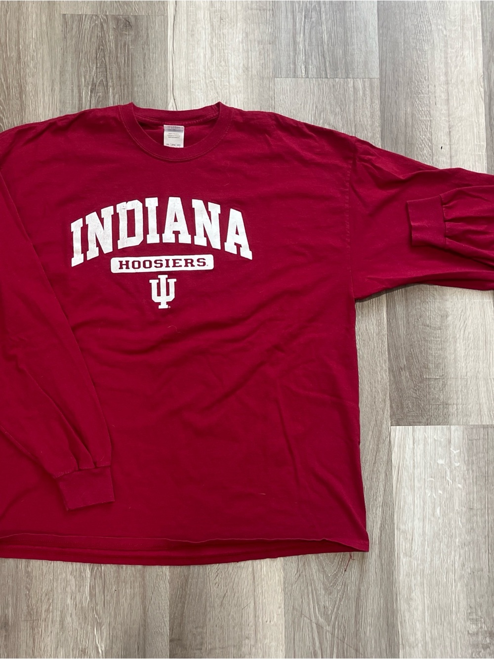 Gildan Indiana Hoosiers Maroon Long Sleeve Tee with White Logo